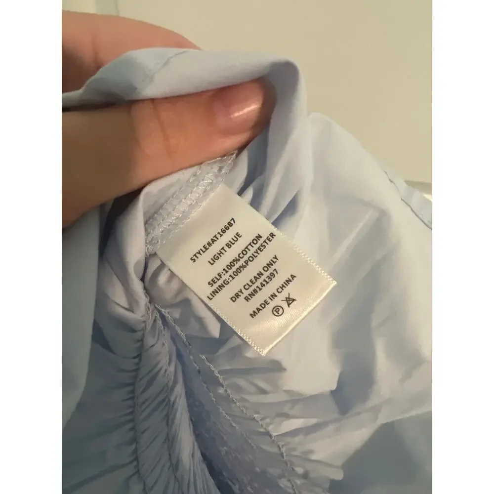 ASTR the Label Light Blue Puff Sleeve Smocked Top – Size Small